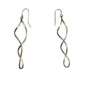 Silver Tone‎ Twisted Dangle Earrings Lightweight Modern Minimalist Design